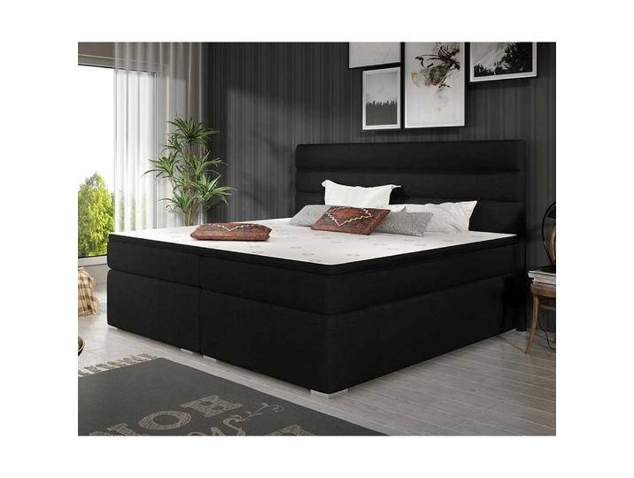 Doppelbett Boxbett in Schwarzbraun aus Webstoff Doppelbett Boxbett in Schwarzbraun aus Webstoff von Pharao24.de