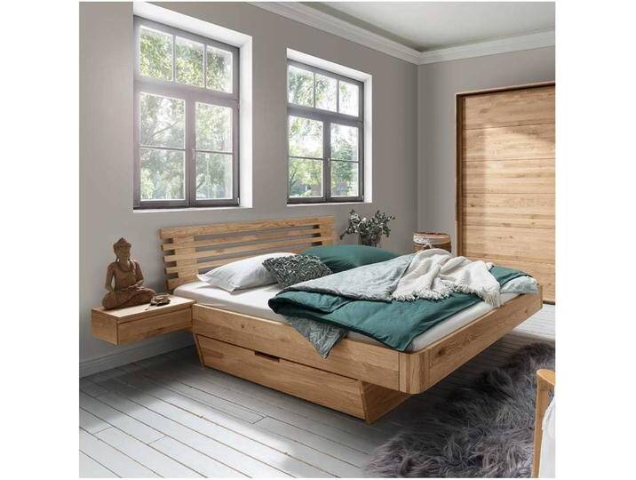 Doppelbett Stauraumbett inklusive zwei Nachtkommoden auf Schwebesockel (dreiteilig) von Pharao24.de