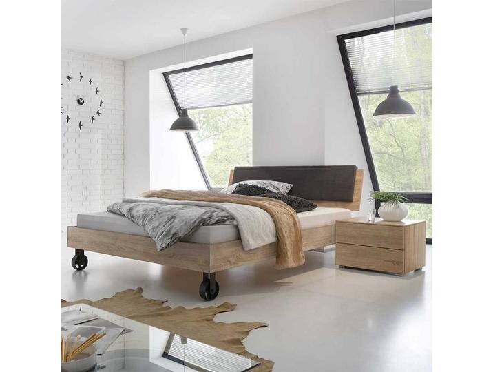 Doppelbett in Eiche Sägerau Rollen (dreiteilig) von Pharao24.de