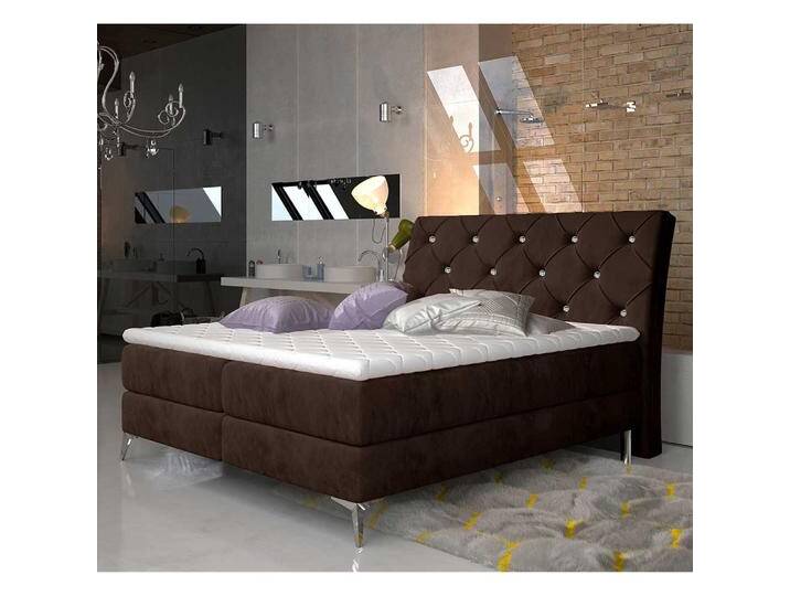 Doppelbettgestell Bett aus Velours in Dunkelbraun von Pharao24.de