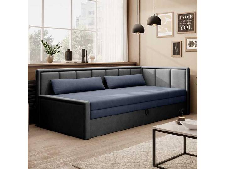 Doppelschlafsofa Eckschlafsofa aus Velours mit Bettkasten von Pharao24.de