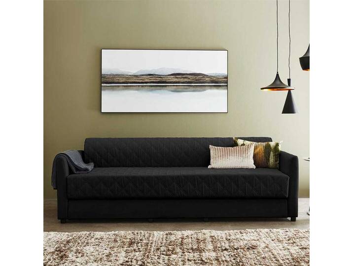 Doppelschlafsofa in Schwarz Taschenfederkern von Pharao24.de