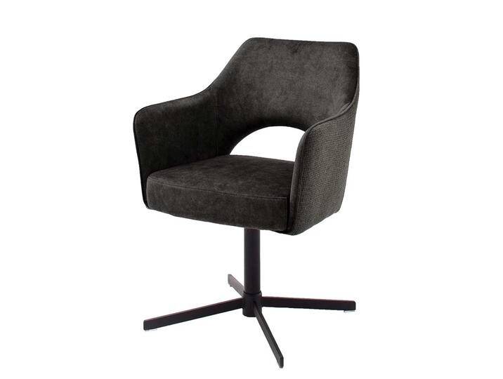 Drehstuhl in Anthrazit und Schwarz Rücken mit Ausschnitt (2er Set) von Pharao24.de