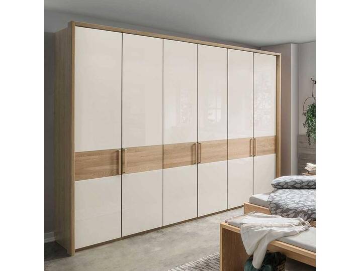 Drehtüren Kleiderschrank in Beige Glas beschichtet 6-türig von Pharao24.de