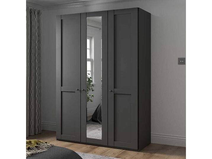 Drehtürenschrank mit Spiegel Landhaus in Dunkelgrau 150 cm breit von Pharao24.de