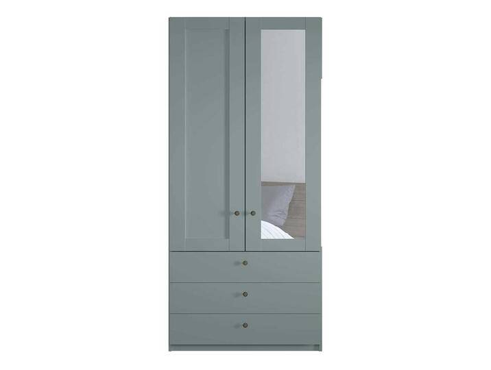 Drehtürenschrank mit Spiegel rechts in Graugrün Landhausstil von Pharao24.de