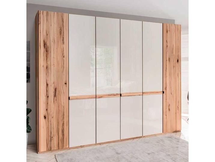 Drehtürschrank in Beige Glas beschichtet Astkernbuche von Pharao24.de