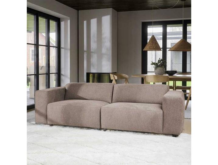 Dreier Sofa Beige Stoff in modernem Design 236 cm breit von Pharao24.de