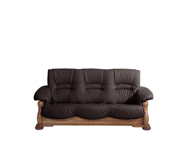 Dreier Sofa Eiche rustikal in Braun Echtleder Made in Germany von Pharao24.de