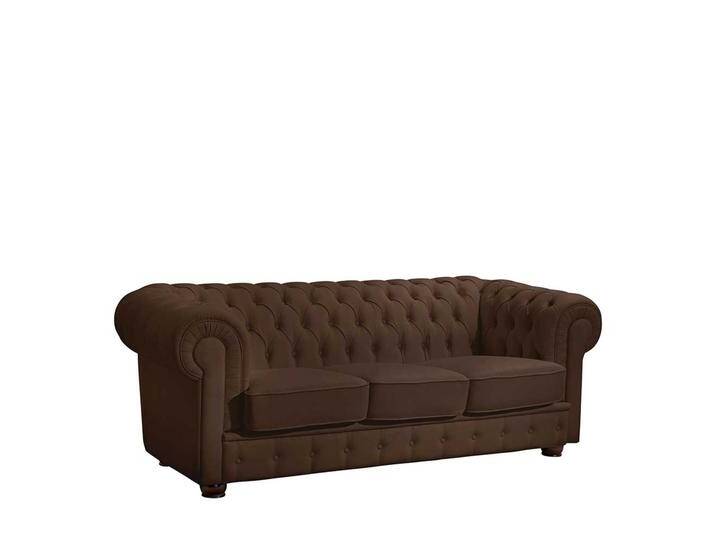 Dreisitzer Couch Chesterfield in Braun Echtleder von Pharao24.de