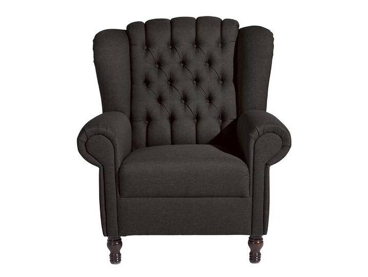 Dunkelbrauner Polstersessel aus Flachgewebe Chesterfield Look von Pharao24.de