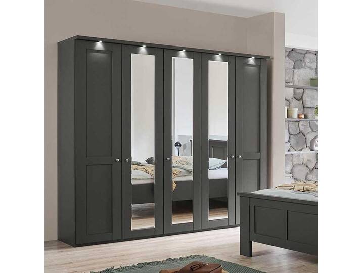 Dunkelgrauer Kleiderschrank mit Spiegeltüren Made in Germany von Pharao24.de