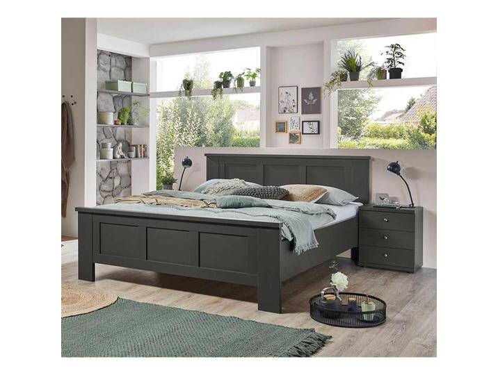 Dunkelgraues Landhaus Bett im Landhausstil auch mit Nachtkonsole bestellbar Dunkelgraues Landhaus Bett im Landhausstil auch mit Nachtkonsole bestellbar von Pharao24.de