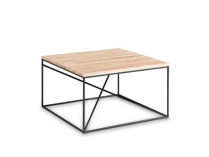 Echtholz Couchtisch aus Eiche Massivholz und Metall 70 cm breit von Pharao24.de