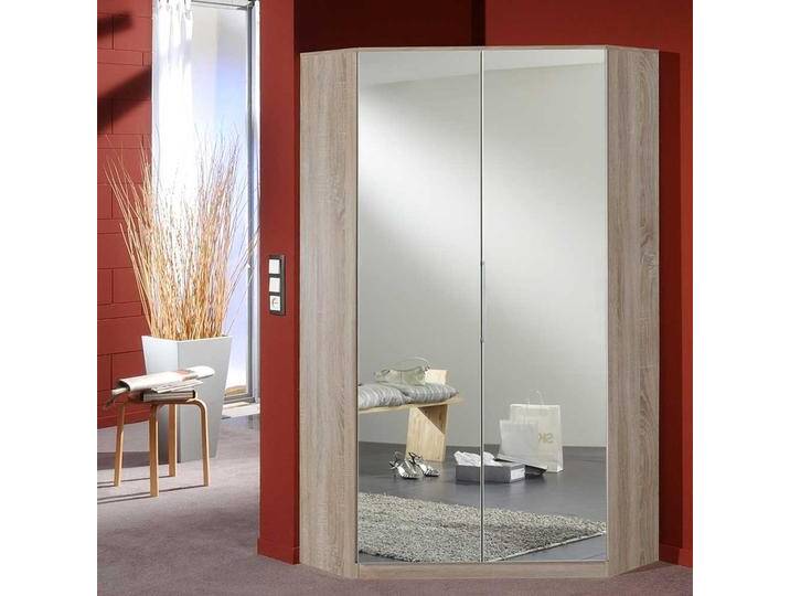 Eckkleiderschrank mit Spiegeltüren in Eiche Sägerau 199 cm hoch von Pharao24.de