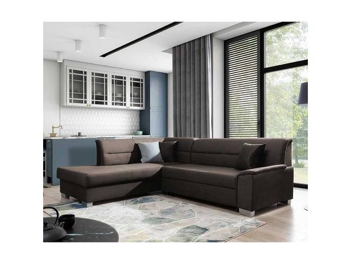 Ecksofa Schlafsofa in Dunkelbraun aus Samt von Pharao24.de