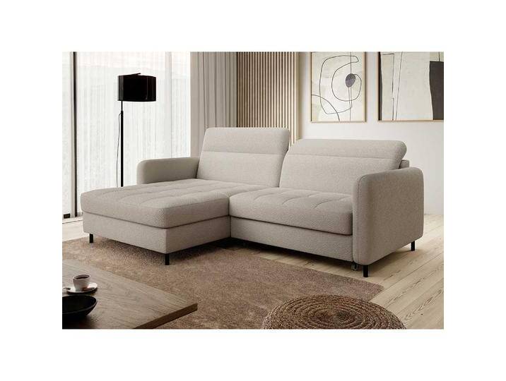 Ecksofa Schlafsofa in Taupe aus Strukturstoff von Pharao24.de