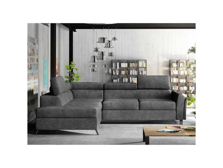 Ecksofa Sofa mit Schlaffunktion in Dunkelgrau von Pharao24.de