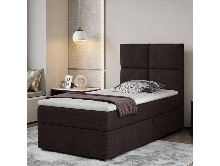 Einzelbett Boxbett in Braun aus Webstoff von Pharao24.de