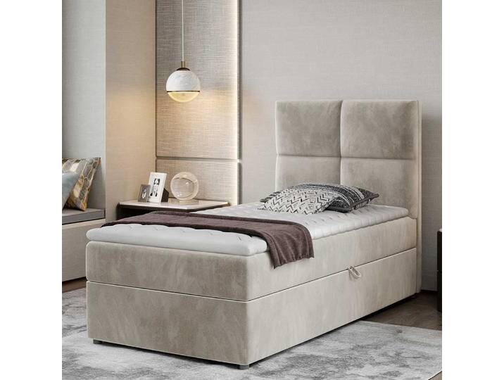 Einzelbett Polsterbett aus Chenillegewebe in Beige von Pharao24.de