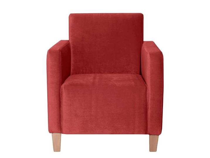 Einzelsessel modern in Ziegel Rot und Buche Samtvelours von Pharao24.de