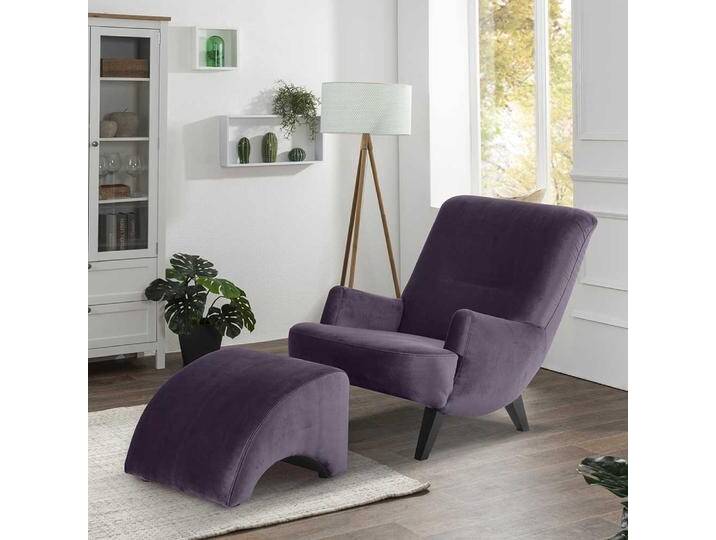 Einzelsessel modernes Design aus Samtvelours Dunkellila von Pharao24.de