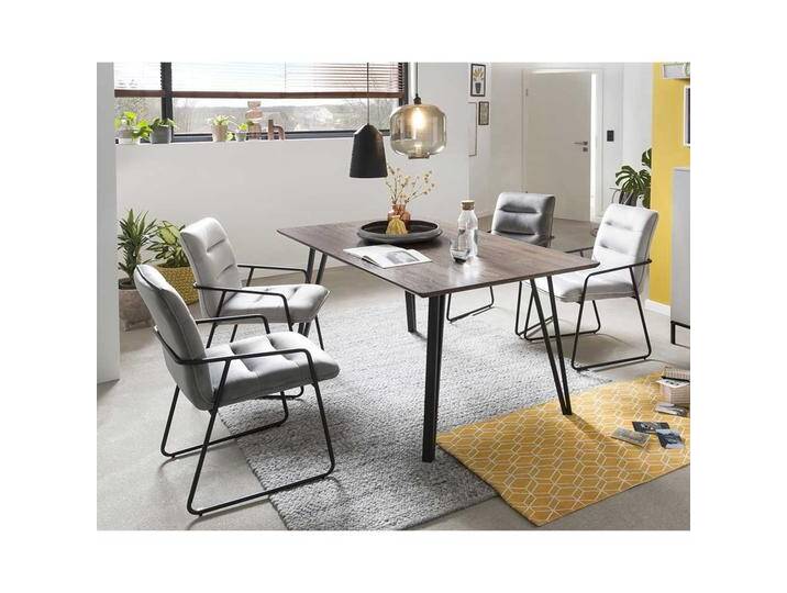 Essplatzgruppe in Nussbaumfarben und Grau 160 cm Tisch (fünfteilig) von Pharao24.de