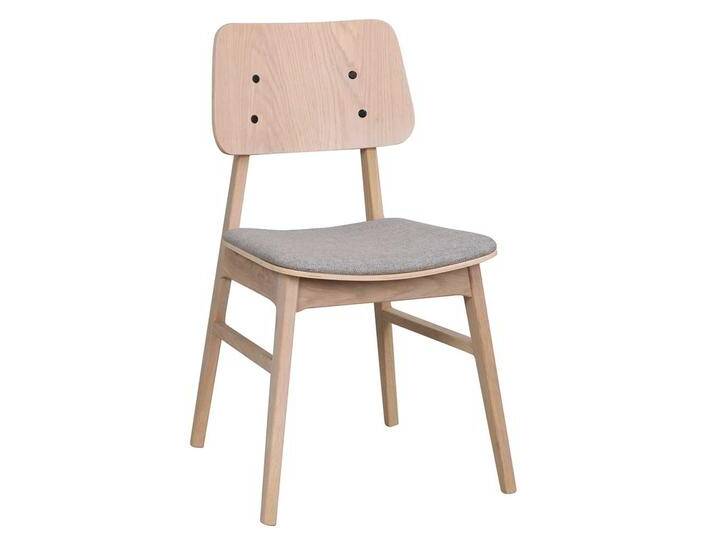 Essstuhl Set in Holz White Wash hell Grau (2er Set) von Pharao24.de