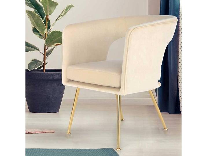 Esstisch Sessel in Creme Weiß Samt Metallgestell in Goldfarben Esstisch Sessel in Creme Weiß Samt Metallgestell in Goldfarben von Pharao24.de