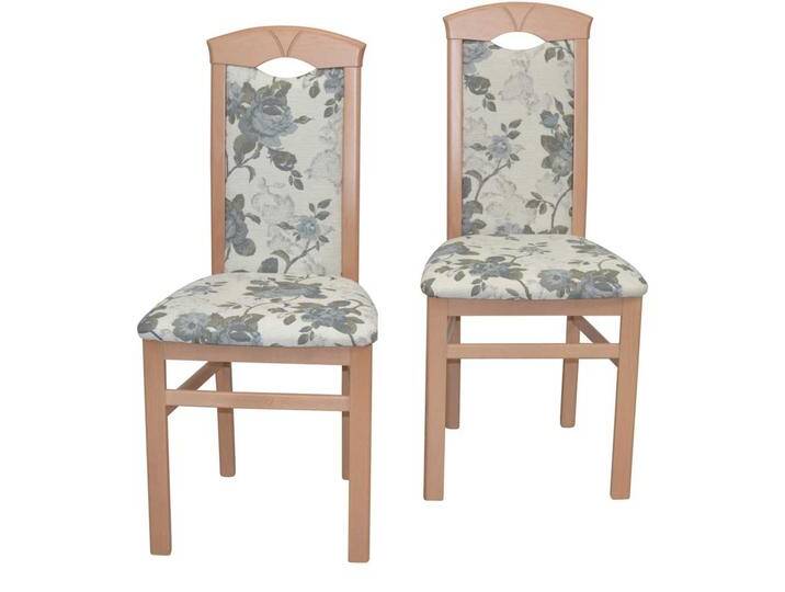 Esstisch Stühle Buche mit Blumen Motiv Beige bunt (2er Set) von Pharao24.de