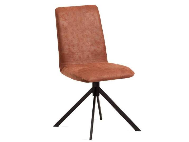 Polsterstuhl, Cognac Braun, 47x60x92 cm, Microfaser & Metall, 2er Set, Modern von Pharao24.de