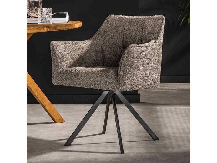 Esstisch Stühle Taupe Boucle 62 cm breit Gestell aus Metall (2er Set) von Pharao24.de