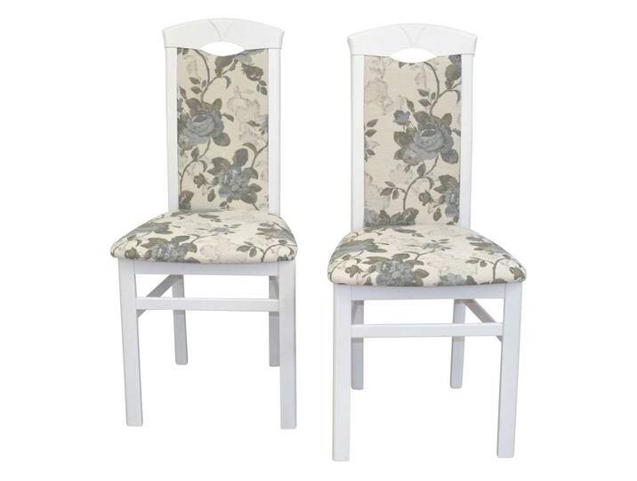 Esstisch Stühle geblümt in Beige und Weiß hoher Lehne (2er Set) von Pharao24.de