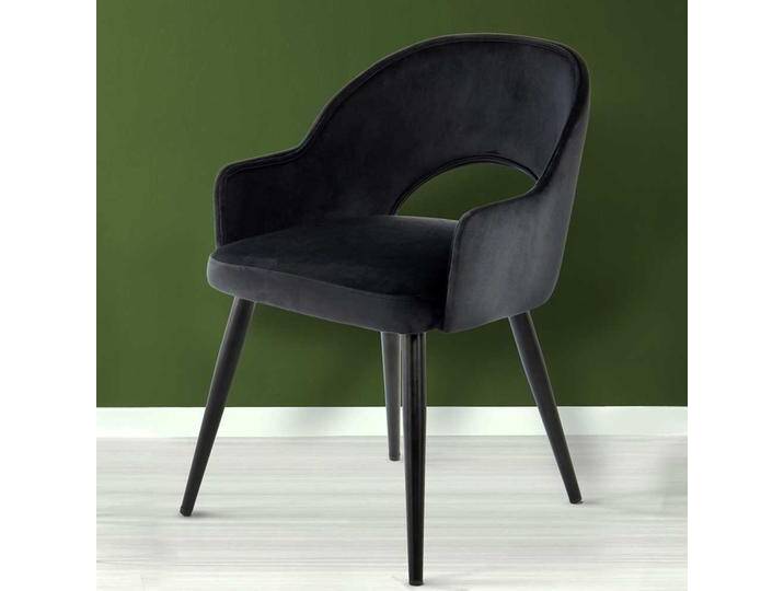 Esstisch Stühle im Retrostil Schwarz Samt (2er Set) von Pharao24.de