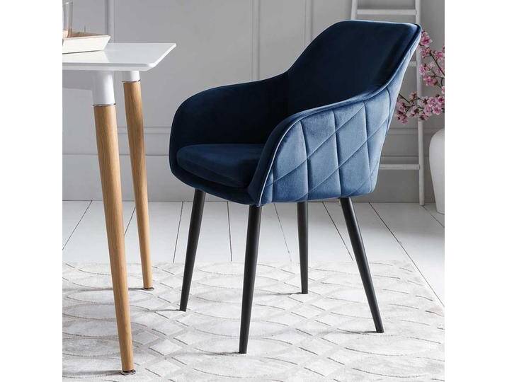 Esstisch Stühle in Dunkelblau Samt Retro Design von Pharao24.de