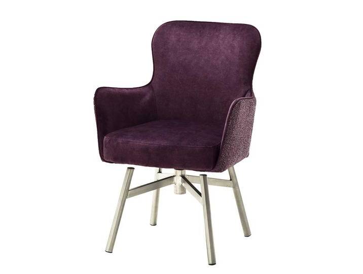 Esstisch Stühle in Dunkelrot Velours drehbar (2er Set) von Pharao24.de