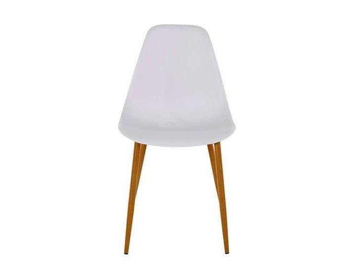 Esstisch Stühle in Weiß Kunststoff Metallgestell in Eichefarben (Set) von Pharao24.de