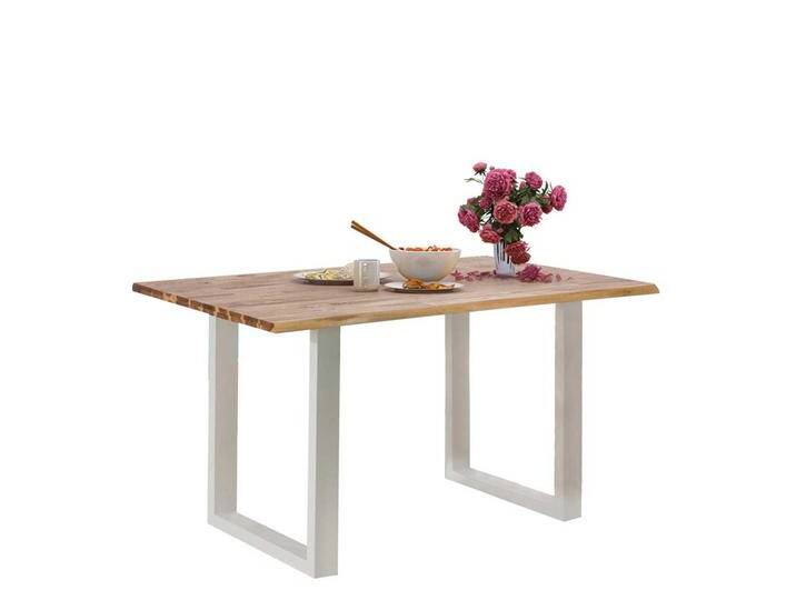 Esstisch aus Akazie Massivholz und Metall 140 cm breit Esstisch aus Akazie Massivholz und Metall 140 cm breit von Pharao24.de