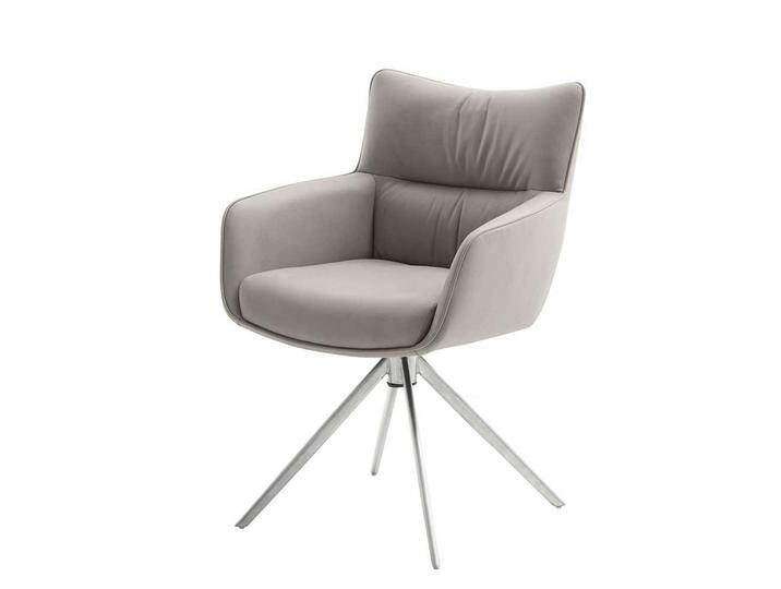 Esstischsessel Leder in modernem Design Gestell aus Edelstahl (2er Set) von Pharao24.de