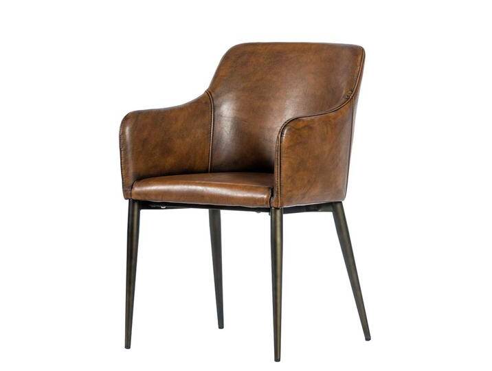 Esstischsessel in Braun Kunstleder Retrostil (2er Set) von Pharao24.de