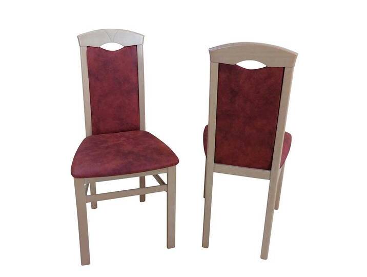 Esstischstuhl aus Massivholz Vintage Braun Stoff (2er Set) von Pharao24.de