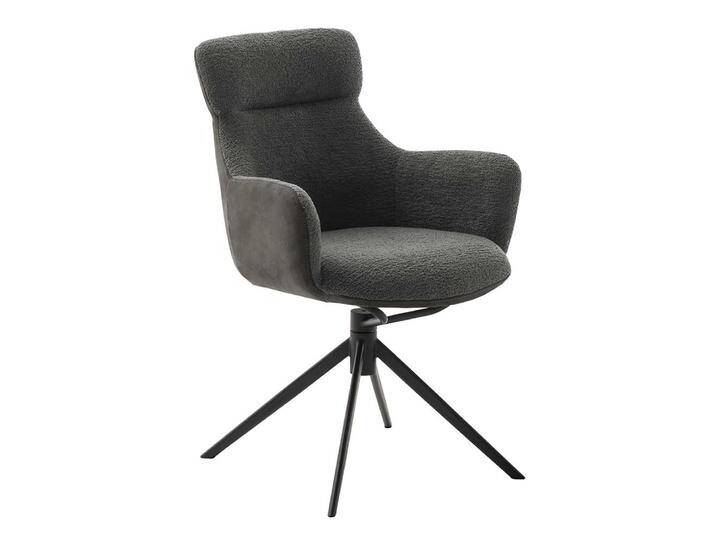 Esstischstuhl, Anthrazit, 62x62 cm, Webstoff & Metall, 2er Set, Modern von Pharao24.de