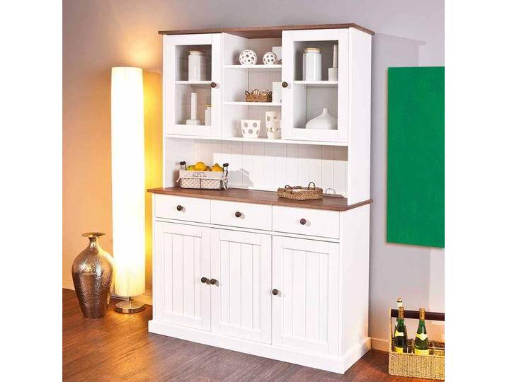 Esszimmer Buffet in Weiß Braun Kiefer massiv von Pharao24.de