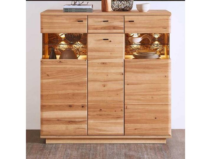 Esszimmer Highboard teilmassiv in Eschefarben Wildeichefarben von Pharao24.de