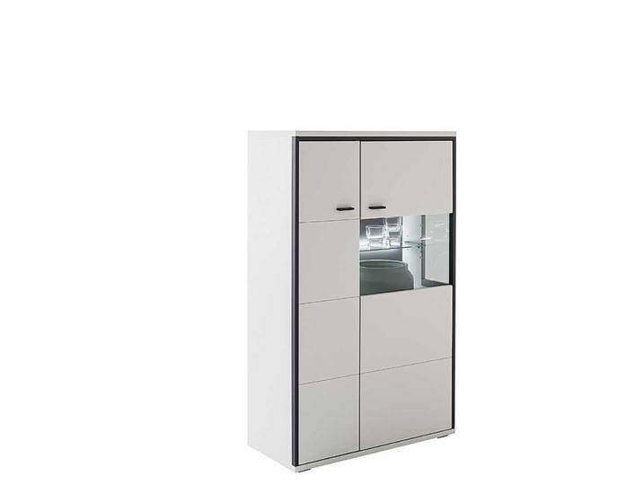 Esszimmer Highboard weiss und Schwarzgrau 136 cm hoch - 84 cm breit von Pharao24.de