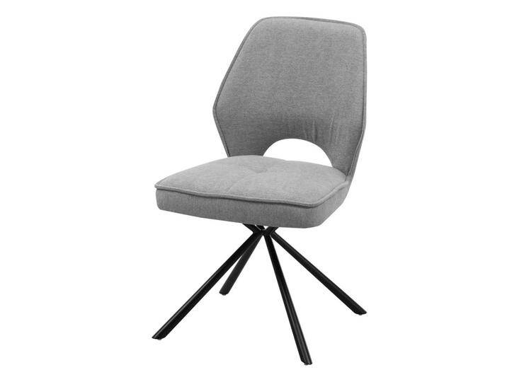 Esszimmer Polsterstühle in Grau und Schwarz Webstoff und Metall (2er Set) von Pharao24.de