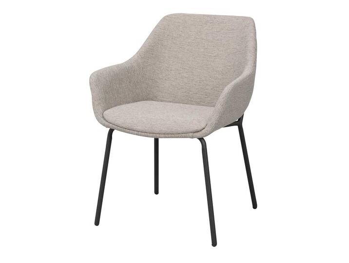 Esszimmer Polsterstühle in Hellgrau Webstoff Metallgestell (2er Set) von Pharao24.de