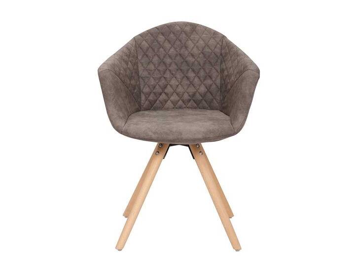 Esszimmer Polsterstuhl in Taupe Kunstleder Massivholzgestell (2er Set) von Pharao24.de