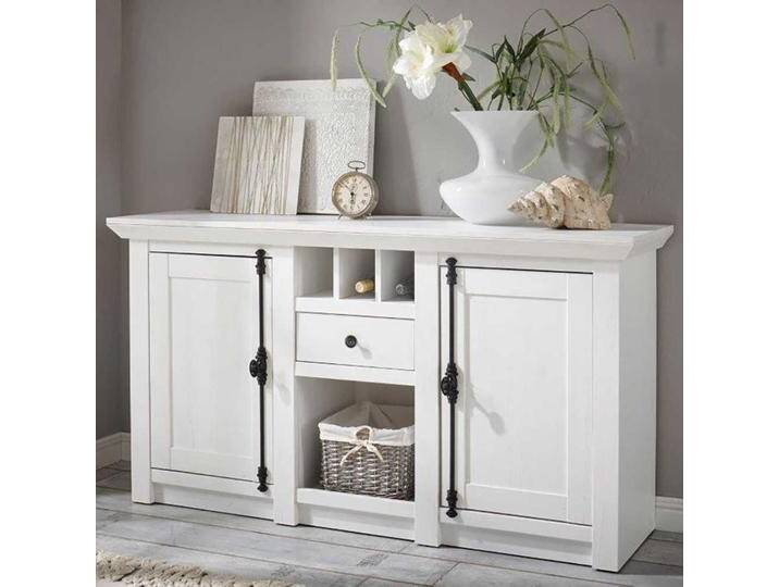 Esszimmer Sideboard mit Weinfach Pinie Weiß von Pharao24.de