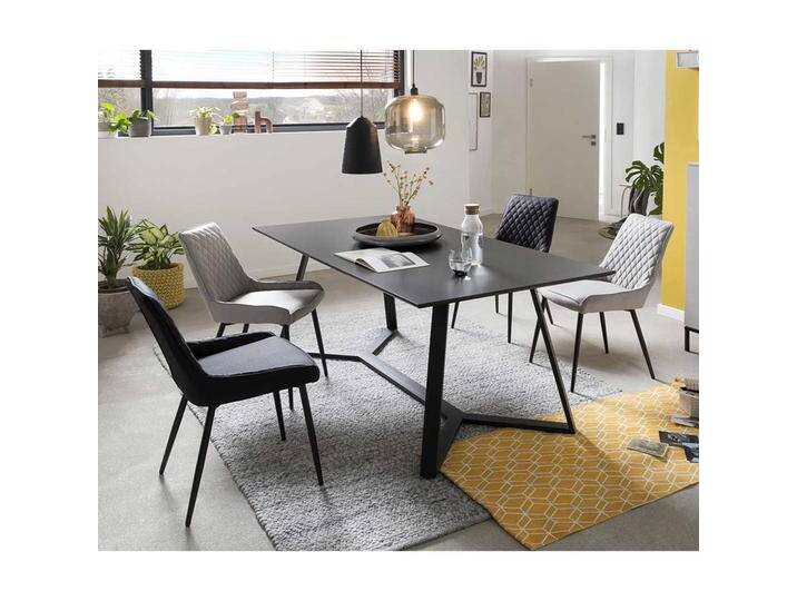 Esszimmer Sitzgruppe in Grau und Schwarz 180 cm Esstisch (fünfteilig) von Pharao24.de